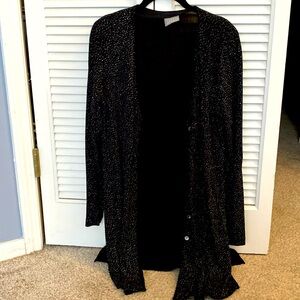 Women’s black sparkly long cardigan Large long sleeve